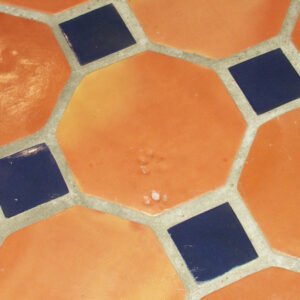 Terracotta Octagon Tiles 6x6 Inch with Blue Dot
